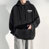 Suéter holgado cálido con forro polar y capucha con estampado de letras estilo chino de otoño e invierno, estilo neutro para hombre y mujer, estilo callejero frito, manga larga, ins