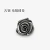 Botones Metálicos Asimétricos de Rosa de Plata Antigua para Tops de Mujer, Suéteres, Ropa de Abrigo, Botones con Forma de Flor
