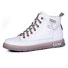 Capa superior piel de vaca banda elástica Zapatos blancos para mujer otoño e invierno 2023 Nuevos Oxford suela blanda bota alta versátil moda zapatos casuales