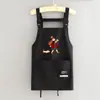 Avental de Catering Longo com Mangas, Repelente à Água, Estampado em Desenho Animado, Moda para Trabalho, Roupa de Trabalho Curta, Dólmã Doméstico de Cozinha