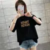 Camiseta Americana de Manga Corta para Mujer en Verano Suelta y Holgada Ins Casual Versátil Top Estampado con Letras Exportación de Media Manga para Mujer