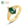 Novo anel de musgo verde natural da moda personalizada transfronteiriça, temperamento estilo europeu e americano, anel de prata esterlina S925 de alta qualidade, atacado
