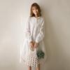 Vestido camisero Mujer 2 023 primavera Corea estilo perezoso Blanco Camisa chic largo rodilla moda falda camisa