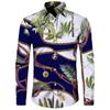 Cardigan de lapela de manga comprida masculino direto da fábrica AliExpress transfronteiriço moda masculina corrente dourada camisa longa com estampa 3D
