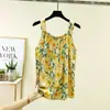 Pijama floral para mujer joven, camisola de algodón y seda talla grande, chaleco sin mangas, top fino de verano holgado, talla grande