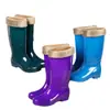 Botas de agua para mujer, botas de agua altas, primavera y otoño, botas largas hasta la mitad de la pantorrilla, forradas de felpa, cálidas, antideslizantes, zapatos de goma, zapatos de agua de moda, envío gratis