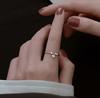Anillo Fino de Diamante para Mujer, Estilo Japonés y K, Círculo Fino de Nicho, Anillo Pequeño de Diamante, Apertura Exquisita, Anillo Abierto de Oro Apilable