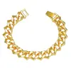 Pulseira de corrente cubana de coração liso europeu e americano, pulseira de corrente hip-hop da moda masculina para combinar com tudo, personalizada em forma de coração liso