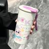 Taza de Paja de Dibujos Animados de Alta Apariencia, Taza Térmica al Vacío de Acero Inoxidable 316, Taza de Café Portátil para Exteriores de Doble Uso