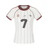 Camiseta de Manga Corta a Rayas Estilo Deportivo Retro Americano para Mujer, Nuevo Estilo Verano, Estampada, Colores Contrastantes, Top Ajustado