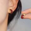¡explosiones populares! Rojo Borgoña Francés Vintage Plato de Incienso para Mosquitos Aretes de Clip para la Oreja para Mujer Aretes Simples Elegantes sin Agujeros en las Orejas