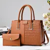 Set de bolso de dos piezas de lujo con textura de piedra y estampado extranjero, diseño de retazos elegante y único, bolso de hombro versátil