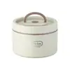 Lonchera térmica de acero inoxidable transfronteriza con bolsa aislante, lonchera portátil sellada para estudiantes, contenedor redondo de sopa multicapa al por mayor