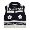 Chaleco de Punto Jacquard de Capas con Cuello de Solapa para Mujer, Nuevo Top Elegante y Moderno 2026 para Primavera y Otoño