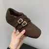 Aumento Interno Moda Retro Punta Cuadrada Más Terciopelo Zapatos Planos Mocasines 2025 Invierno Estilo Brogue Pequeños Zapatos de Cuero Británicos para Mujer