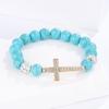Pulsera de Turquesa con Cuentas Estilo Bohemio Étnico Cruz Diamante Turquesa Bola de Diamante Pulsera de Cuentas Mayoreo