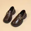 Mocasines de suela gruesa estilo británico para mujer, nuevos zapatos de cuero slip-on Mary Jane para primavera y otoño 2026, zapatos de vestir únicos para uniforme JK