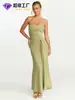 Vestido Longo Sexy Minimalista Sem Alças Torcido, Estilo Europeu e Americano, Ajuste na Cintura, Emagrecimento, Efeito Drapeado, Vestido Elegante, Feito Sob Medida