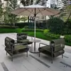 Diseño de Jardín Patio Exterior Oficina de Ventas Sofá de Exhibición Combinación de Aleación de Aluminio Acero Inoxidable Sofá Impermeable y a Prueba de Sol