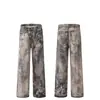 Pantalones vaqueros de pierna recta, largos hasta el suelo, para hombre, con diseño de graffiti pintado a spray retro transfronterizo, elegantes y únicos