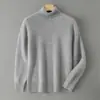 Atacado transfronteiriço de suéteres de lã masculinos premium para outono e inverno de 2025, camisas básicas de gola alta, suéteres de tricô de gola alta