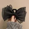Vista frontal pode ver ~ acessórios de cabelo com laço grande preto grampo de cabelo elegante francês para a parte de trás da cabeça clipe de fixação para rabo de cavalo alto ins