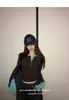 Camiseta de Manga Larga Henley con Bloques de Color, Estilo Coreano Falso Dos Piezas para Mujer, Diseño de Nicho Otoño e Invierno, Top Ajustado, Estilo Ins