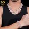 Broca cabelo Europa e Estados Unidos novo 10mm8 corrente cubana prata S925 conjunto completo moissanita hip hop moda pulseira masculina GRA