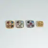 Botões de Pérola e Diamante em Liga para Casacos e Suéteres, Botões de Metal para Peles, Botões para Casacos de Lã, Cabeças de Botão Quadradas com Diamantes