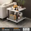 Mesa lateral para sofá para vivienda de alquiler sencilla, mesa mini pequeña, mesita de café pequeña, sensación de lujo ligero y alta gama, mesita de noche para dormitorio con estante de almacenamiento