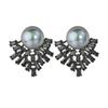 Brincos Zircônia Pérola Negra Cinza Retro Preto Nova Argola de Prata S925 Brincos da Moda