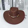 Amazon Shein Sombrero de Vaquero Más Vendido Transfronterizo con Hebilla de Cinturón, Sombrero Fedora, Sombrero de Fieltro Unisex, Sombrero de Cuero para Montar