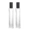 Botella de Vidrio Transparente con Patrón de Rombo Rectangular para Perfume, Botella con Atomizador, Botella Vacía Dispensadora de Cosméticos, Botella Portátil de Muestra