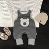 Macacão de Veludo Fofo para Bebê Macho e Fêmea Inverno Super Fofo Ursinho de Desenho Animado para Bebê Acolchoado Roupas Quentes para Passeio