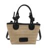 Bolso de Paja de Gran Capacidad para Viajeros Bolso de Hombro de Contraste de Color Estilo Occidental de Moda Nuevo 2024 Bolso Cubo Popular para Debajo del Brazo