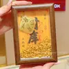 Adorno de Marco de Fotos de Tesoro de la Fortuna de Oro Puro 999, Acumulación de Riqueza Dorada, Exhibición de Posición Atractora de Fortuna y Riqueza en la Sala de Estar, Regalo de Año Nuevo
