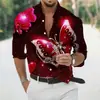 Camisa Estampada Abstrata com Arte Degradê Nova 2024 Para o Dia a Dia Primavera Verão Camisa de Manga Longa Dobrável