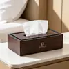 Caixa de Lenços de Resina com Padrão de Madeira Estilo Luxo Leve Personalizada de Fábrica Caixa de Lenços Deslizante de Resina para Hotel Caixa de Lenços para Quarto de Hóspedes