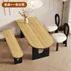 Juego de mesa y sillas de comedor retro para sala de estar, uso doméstico, mesa de comedor rectangular, estilo de mediados de siglo, mesa de isla para apartamento pequeño y combinación de mesa de comedor