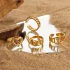 Estilo Ins Europeo y Americano Nueva Moda Anillo con Forma de Corazón de Acero Inoxidable Forma Especial Chapado en Oro Real Anillo Ajustable de Boca Viva Joyería