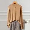 Suéter Térmico de Lana de Nuevo Estilo para Mujer, Cuello Redondo Semi Alto, Suéter Térmico de Punto de Color Sólido, Suéter Fino de Lana Hilada Fina Hilo Yangzi