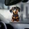 Pingente de carro novo acrílico plano em formato de cachorro, acessório de carro de cachorro de orelhas compridas