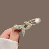 Pasador de Cola de Pescado con Diamantes Completos para Mujer, Elegante Pinza para Flequillo, Pinza Lateral de Alto Nivel, Pasador Versátil, Pinza de Pico de Pato de Nicho