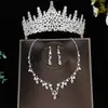 Conjunto de Três Peças para Noiva Transfronteiriço Acessórios de Casamento Coroa Colar Brincos Vestido Joias de Cristal Femininas Acessórios de Casamento