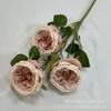 Rosa Austin de 3 cabezas, flor de simulación para boda, auditorio, mesa de hotel, decoración, flores falsas, fábrica al por mayor