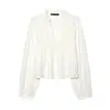 Comércio Exterior 2026 Primavera Novo Estilo Europeu e Americano Moda Feminina Casual Solta Camisa Curta com Renda 8372259