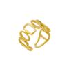 Anillo de acero de titanio con diseño único de costura geométrica hueca de Europa y Estados Unidos, chapado en oro real 18, joyería.