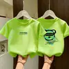 Camiseta de Manga Corta de Algodón Puro para Niños Verano Nuevo Estilo Infantil Dibujos Animados Atractivo Media Manga Versátil Cuello Redondo