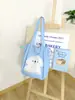 Bolso Nuevo Estilo Coreano con Estampado de Letras para Mujer, Bolso de Hombro de Nylon de Gran Capacidad, Bolso Tote Casual Versátil Portátil con Cordón