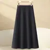 Saia de Lã Feminina Outono e Inverno 2025 Nova Engrossada Quente Cintura Alta Cobertura Visual Emagrecedor Comprimento Longo Saia Lápis